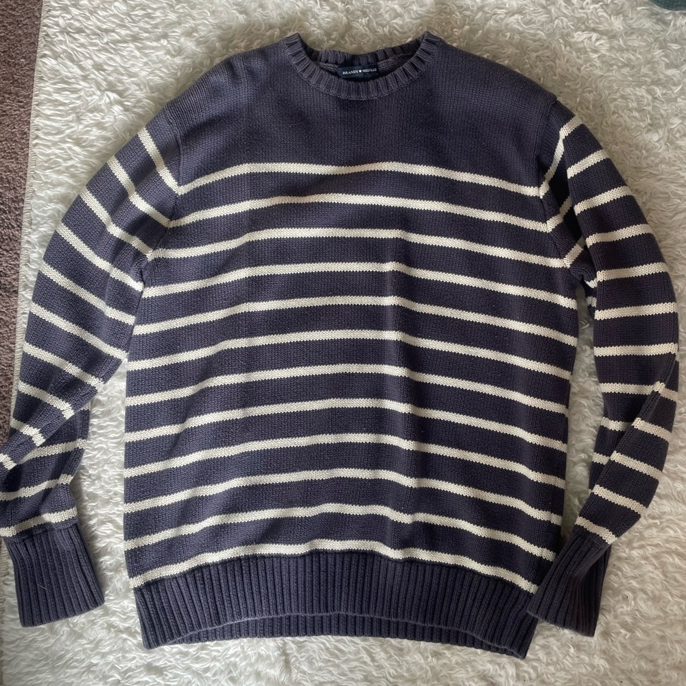 Navy blue and cream striped sweater from Brandy Melville, in great condition